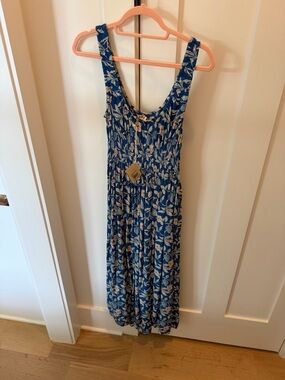 Faherty Women’s Blue Floral Maxi Dress - Smocked Bodice